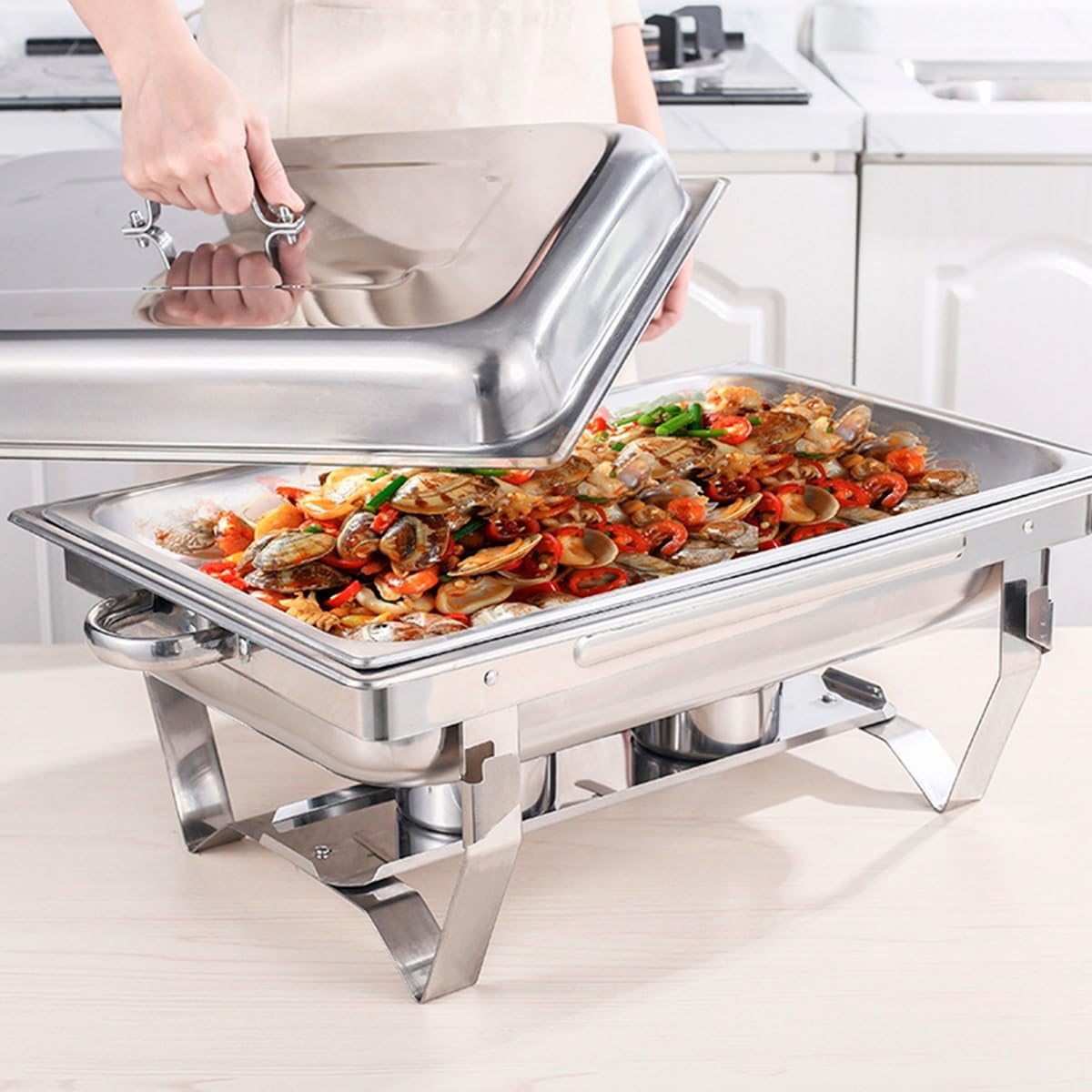 Rechaud metálico para buffet com cuba de 12 litros