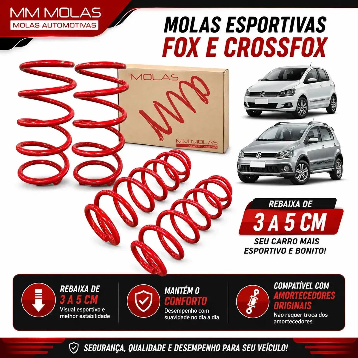 Kit 4 Molas Esportivas Do Fox Crossfox 1.0 E 1.6 2003 A 2021