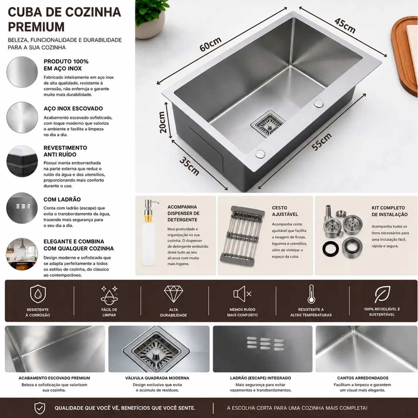 Cuba Gourmet Inox Prata 60x45cm Cozinha