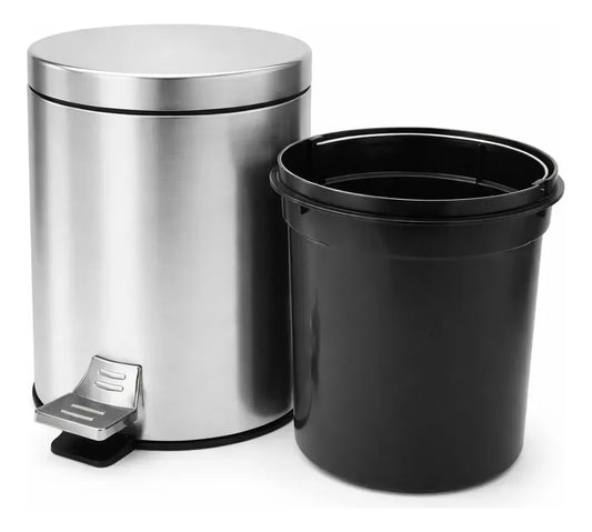 Lixeira Inox Pedal E Balde 5 Litros
