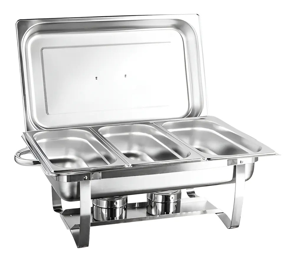 Rechaud em aço inox com 3 cubas