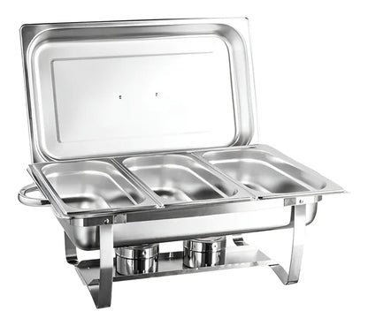 Rechaud em aço inox com 3 cubas