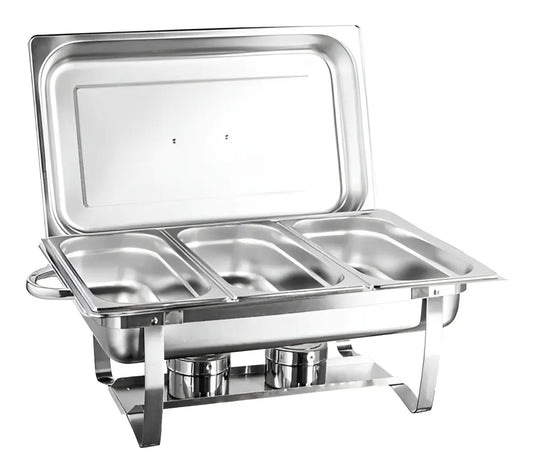Rechaud em aço inox com 3 cubas
