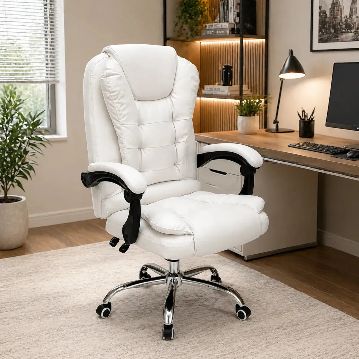 Cadeira Escritório Conforto Ergonômica Reclinável Branca