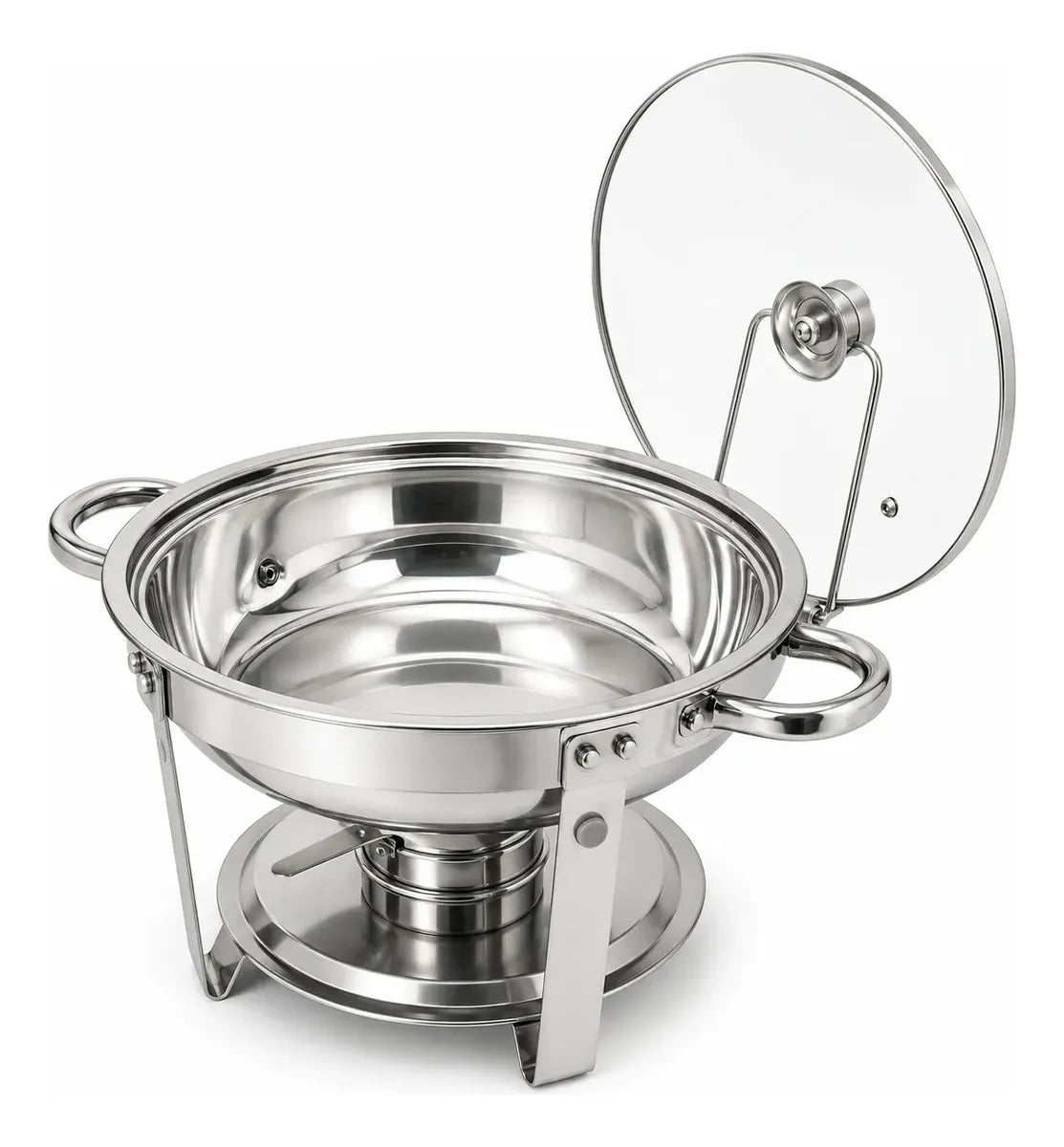 Rechaud Redondo 6 Litros Aço Inox Banho Maria Buffet Tampa