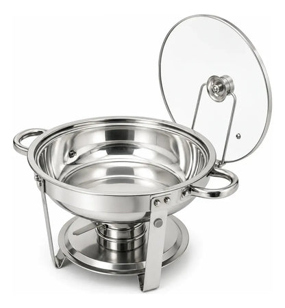Rechaud Redondo 6 Litros Aço Inox Banho Maria Buffet Tampa