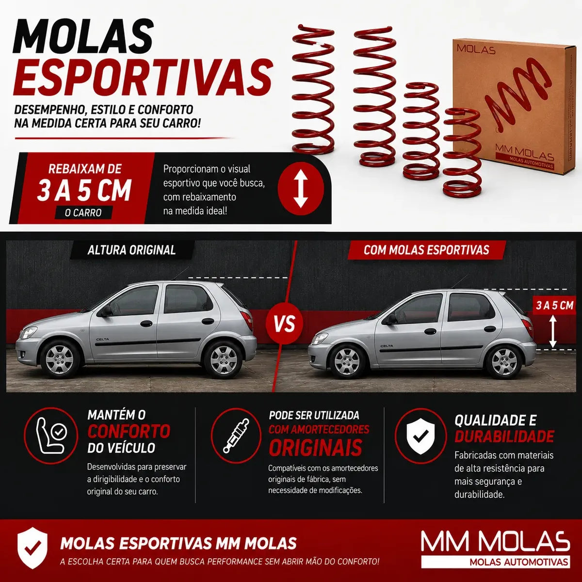 Kit 4 Molas Esportivas Corsa Wind 1994 A 2002 Super
