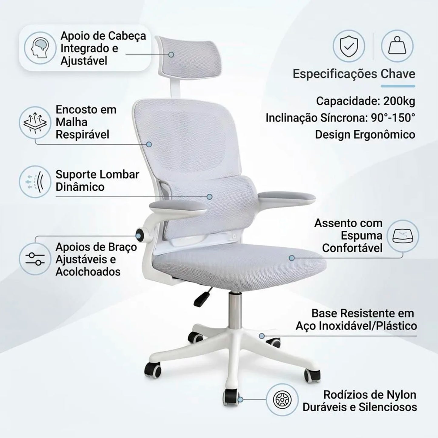 Cadeira Escritório Ergonômica Giratória