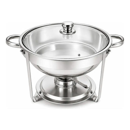 Rechaud Redondo 6 Litros Aço Inox Banho Maria Buffet Tampa