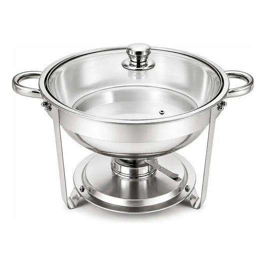 Rechaud Redondo 6 Litros Aço Inox Banho Maria Buffet Tampa